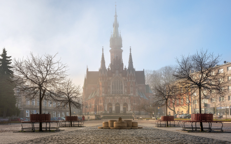 Church in Krakow, Poland - Poland, Krakow, church, houses