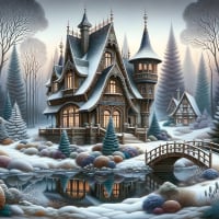 Victorian House & Frozen river