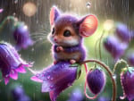 Mouse on a Flower in a Magical Garden