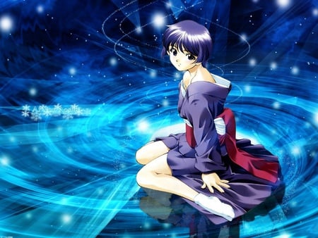 Magick all around - pretty, anime, magic, blue, girl