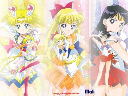 Moon, Venus, Mars - girls, cute, collage, anime, anime girl, girl, group, sailormoon, female