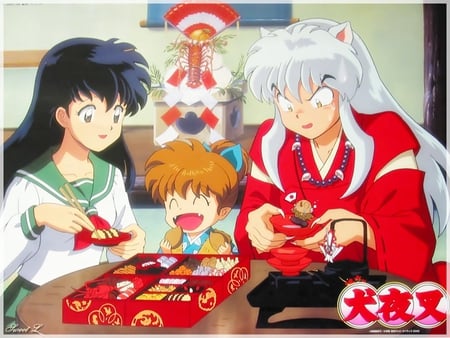 Let Eat - girl, female, anime girl, sushi, kagome, boy, anime, food, cute