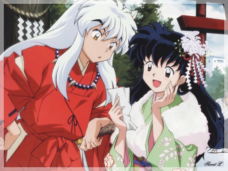 Inuyasha and Kagome - inuyasha, kagome, anime, anime girl, girl, cute, lover, couple