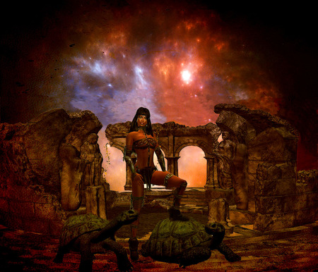 Turtle Island - abstract, fantasy, warrior