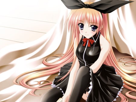 Anime The girl in the black 013321   . jpg - girl black cute, sitting