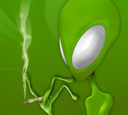 GREEN ALIEN - alien, wallpaper, smoken