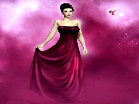 RUBY - dress, bird, ruby, female