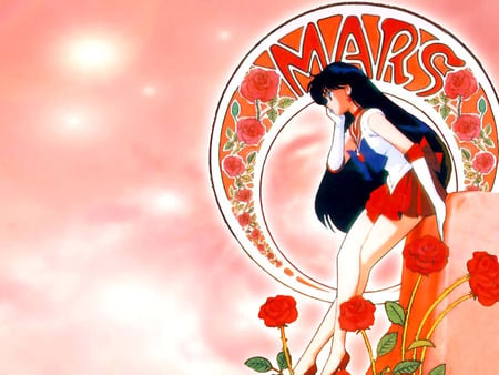 Mars - anime, anime girl, sailormoon, female, girl, flower, red, sailor mars, cute