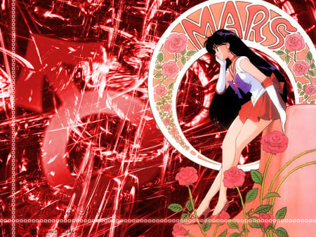 The Senshi of Fire and Passion - girl, female, sailor mars, anime girl, red, anime, sailormoon, cute, flower