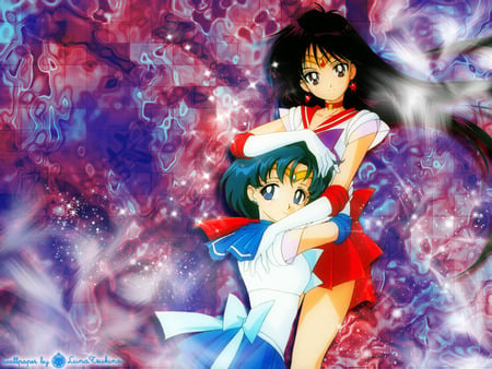 Mars and Mercury - sailormoon, anime, anime girl, female, sailor mercury, sailor mars, girl, cute