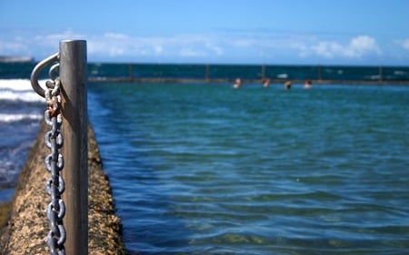 People In The Ocean - oceans, people, nature, blue, port, sky