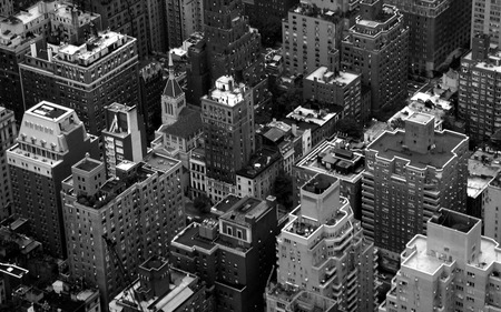 Manhattan - cities, manhattan, black and white, architecture, buildings