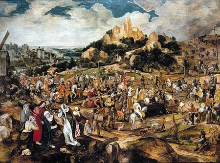 Christ on the Road to Calvary - road, calvary, christ, painting