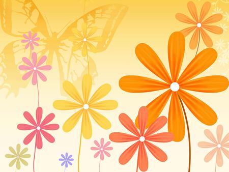 colorful daisies 1600x 1200 . jpg - colors, flowers, butterfly spring