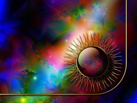 Fractal Rainbow Sun - colorful, rainbow, colors, art, sun, fractal