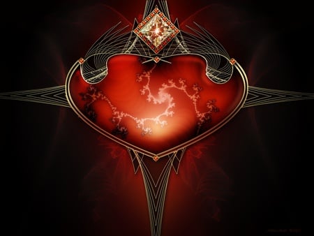 Gothic Fractal Heart - heart, red, cross, gothic, love, fractal