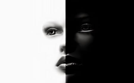 black &white - white, nice, face, love, looking, eyes, dream, black