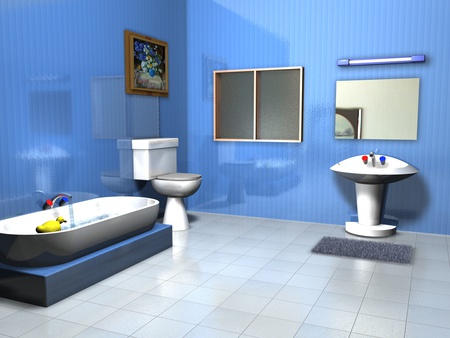 Bathroom - house, 3d, architecture