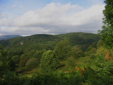 Over looking the hills in North Wales - sky, trees, moutians