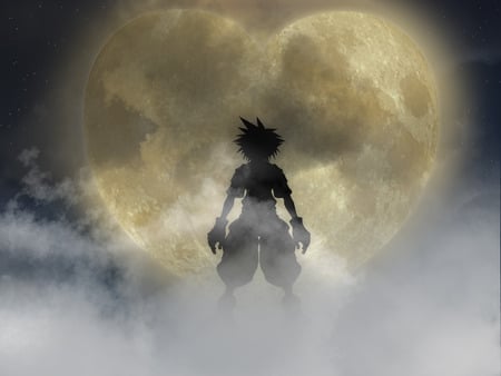 moon heart - moon, love, sky, sora, heart, kingdom hearts, dream