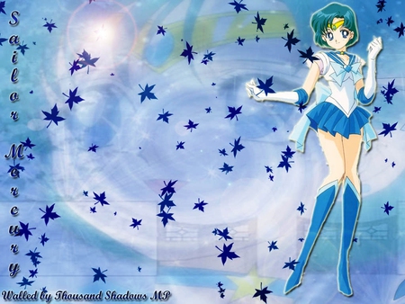 Sailor Mercury - anime, anime girl, sailormoon, female, blue, sailor mercury, girl, cute, leaf