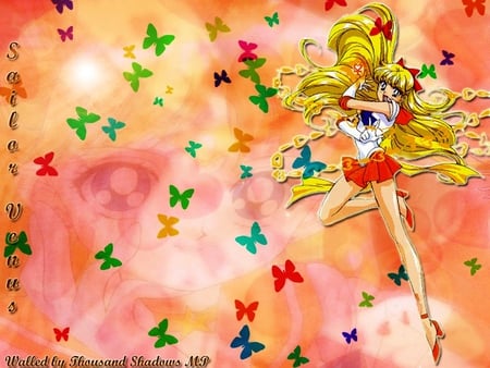 Sailor Venus - anime, anime girl, sailormoon, female, yellow, girl, butterfly, cute, sailor venus