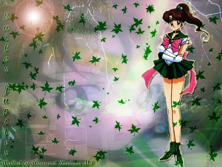 Sailor Jupiter - anime, anime girl, sailormoon, female, girl, green, cute, sailor jupiter, leaf