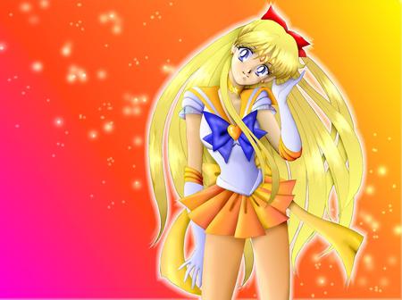 Super Sailor Venus - sailormoon, anime, anime girl, female, yellow, girl, cute, sailor venus