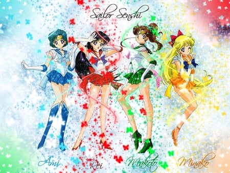 Mercury, Mars, Jupiter, Venus - girls, group, sailormoon, anime, anime girl, female, girl, cute