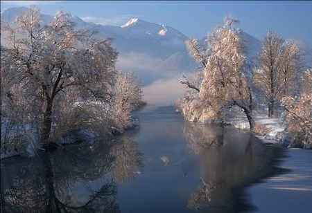 WINTER - white, winter, water, drea, rivers, place, mountains