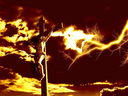 jesus crucifixion wallpaper 120 . jpg - cross, lightening, liveing, jesus