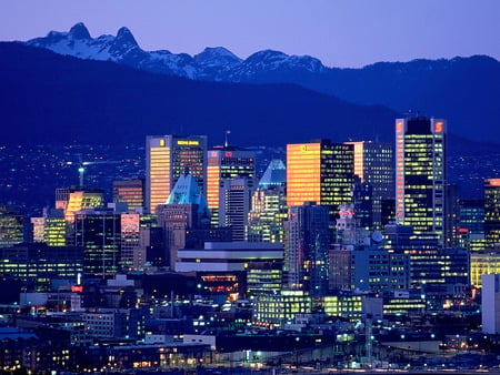 vancouver skyline - scene, vancouver, city, sunset