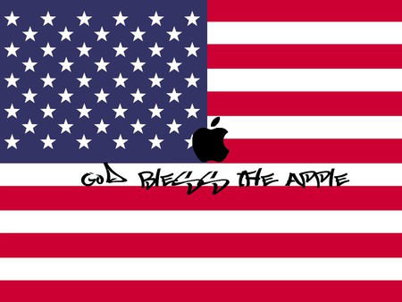 American Apple Flag - white, flag, red, blue, american, apple, black, logo