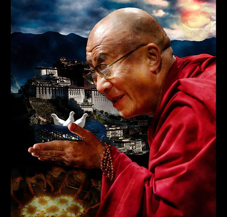 Dalai Lama - priest, tibet, prayer, red, religion, dalai lama