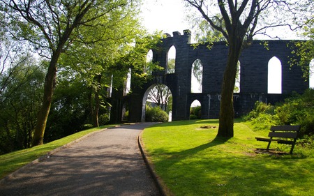 park - trees, park, wall