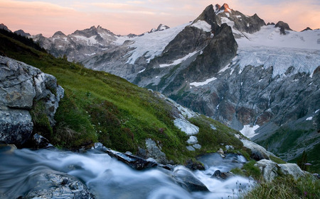 Mountain Peak - winter, snow, landscape, summit, forest, mountain, stunning, river, nature, terrain, peak, mountains