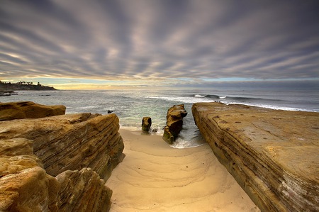 sandstone and sky - sky, beach, sand, beautiful