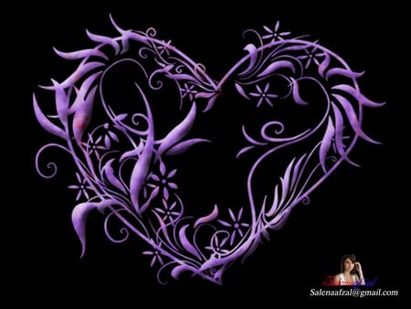 Heart - selena gomez, purple, heart, flowers, black