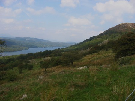 Over looking the lakes - lakes, sky, hills, trees, water