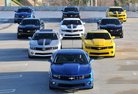 9 - 2010 camaros - yellow, blue, silver, camaros, chevy