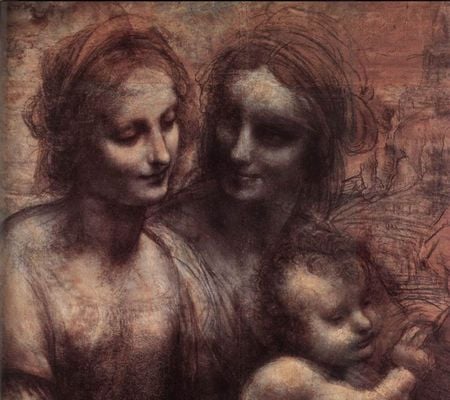 Madonna and child with st.Anne - leonardo da vinci, art, drawing, renaissance