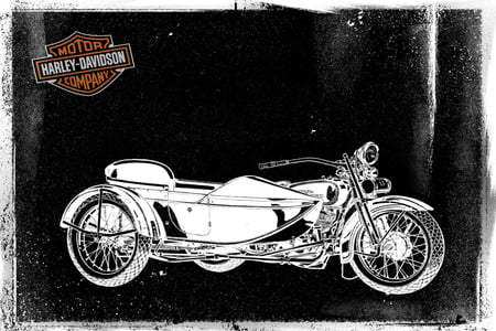 Harley Davidson - grunge, black, white, vintage