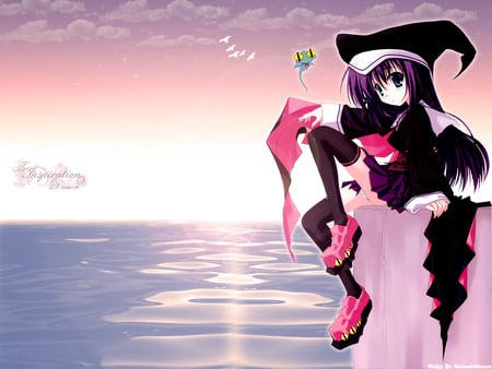 Crazy Feet - hat, jester, anime, sea, naru, pink, manga, cute, nanao