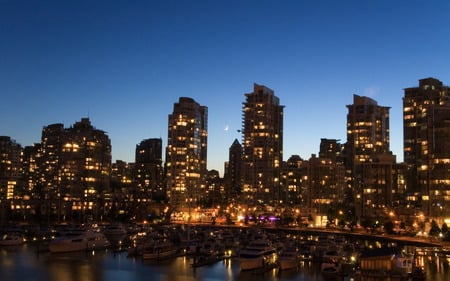 Night In Vancouver - architecture, lights, modern, buildings, night, vancouver