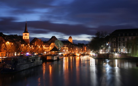 Strasbourg - strasbourg, lights, city, night, architecture, sky