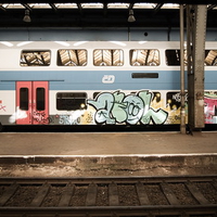 Train With Graffiti In Prague