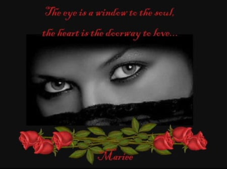 Black Beauty - black and red, eye, red roses