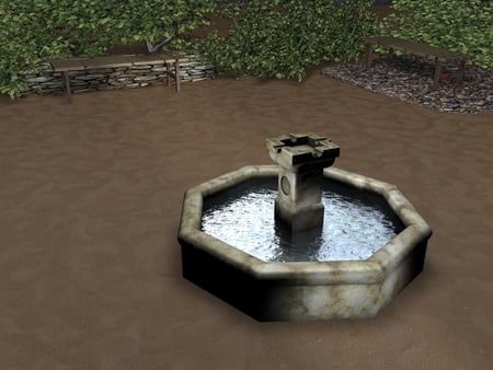 Fountain in a garden - abstract, fountain, 3d, park, architecture, garden