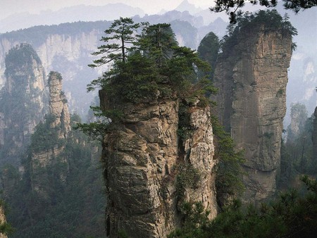 mountains - towers, nature hand, rockey, long way down