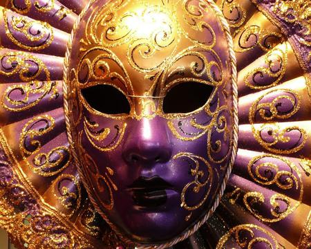 Greek mask - face, purple, mask, gold